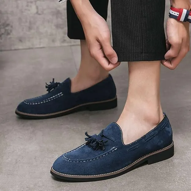 NEW Retails $73, Men's Oxford Leather Dress Shoes Genuine Leather Shoes Comfort Loafers Dress Shoes, Blue, Men's Sz 11