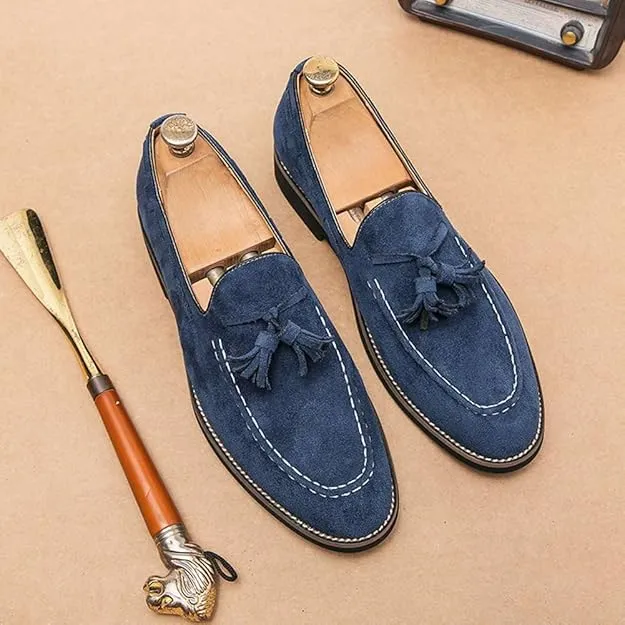 NEW Retails $73, Men's Oxford Leather Dress Shoes Genuine Leather Shoes Comfort Loafers Dress Shoes, Blue, Men's Sz 11