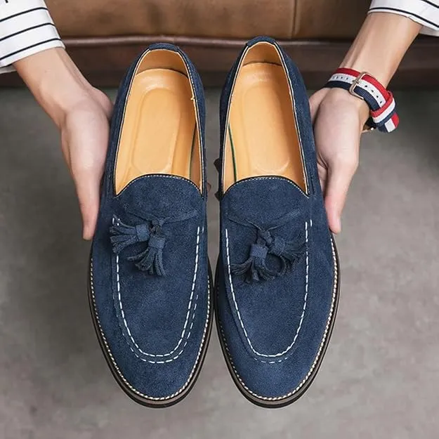 NEW Retails $73, Men's Oxford Leather Dress Shoes Genuine Leather Shoes Comfort Loafers Dress Shoes, Blue, Men's Sz 11