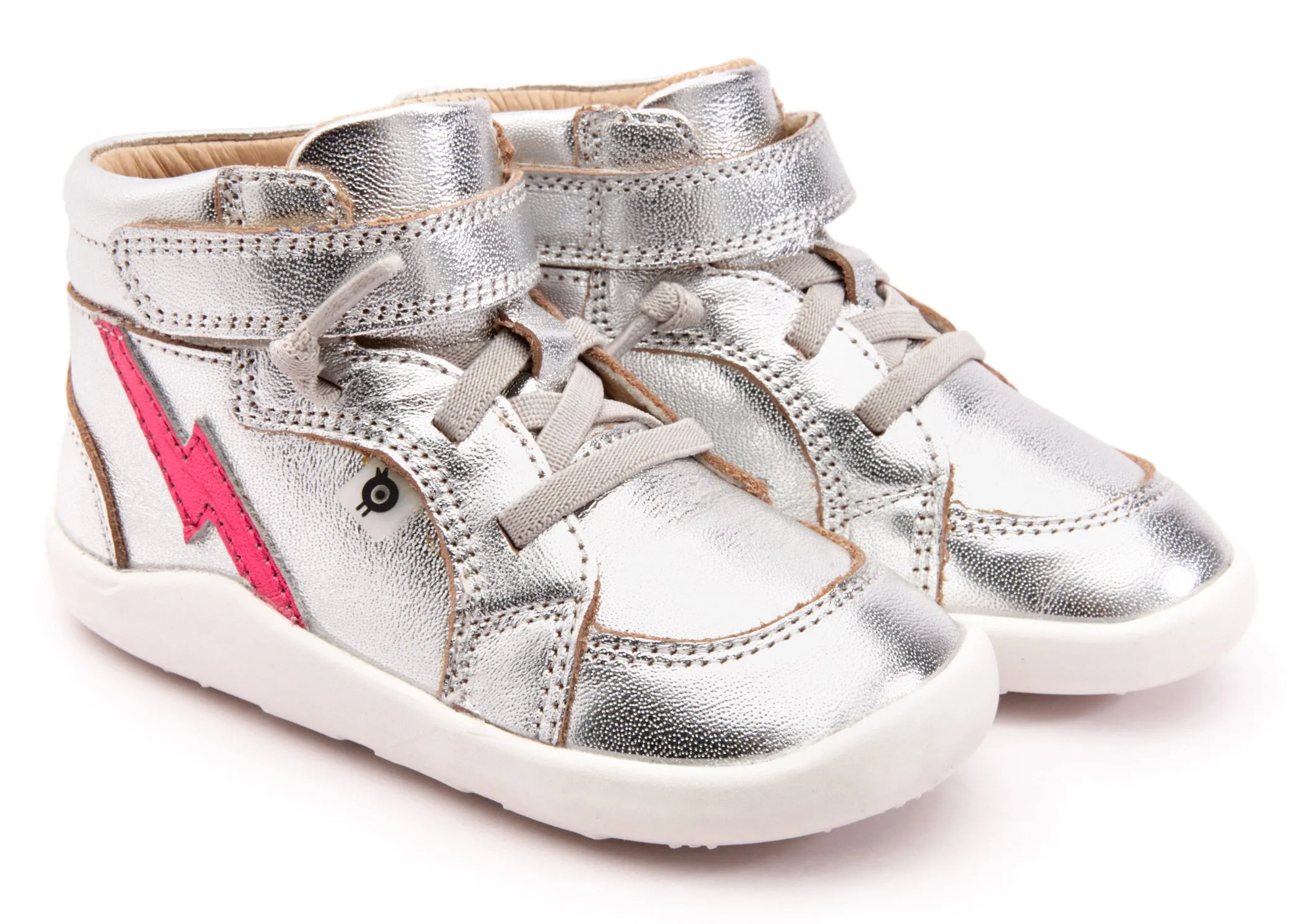 Old Soles Boy's 8018 Light The Ground Sneakers - Silver/Fuchsia Foil