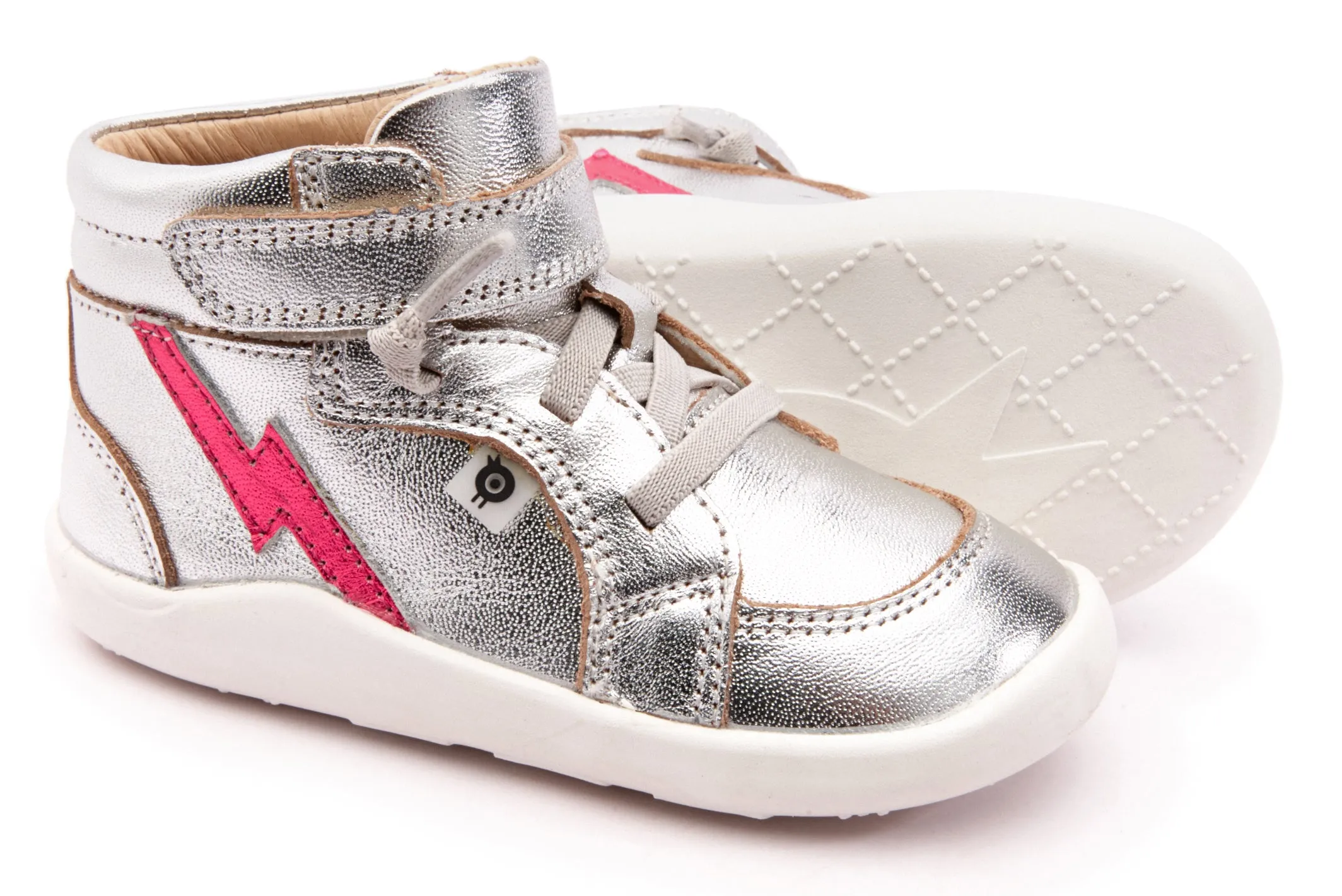 Old Soles Boy's 8018 Light The Ground Sneakers - Silver/Fuchsia Foil