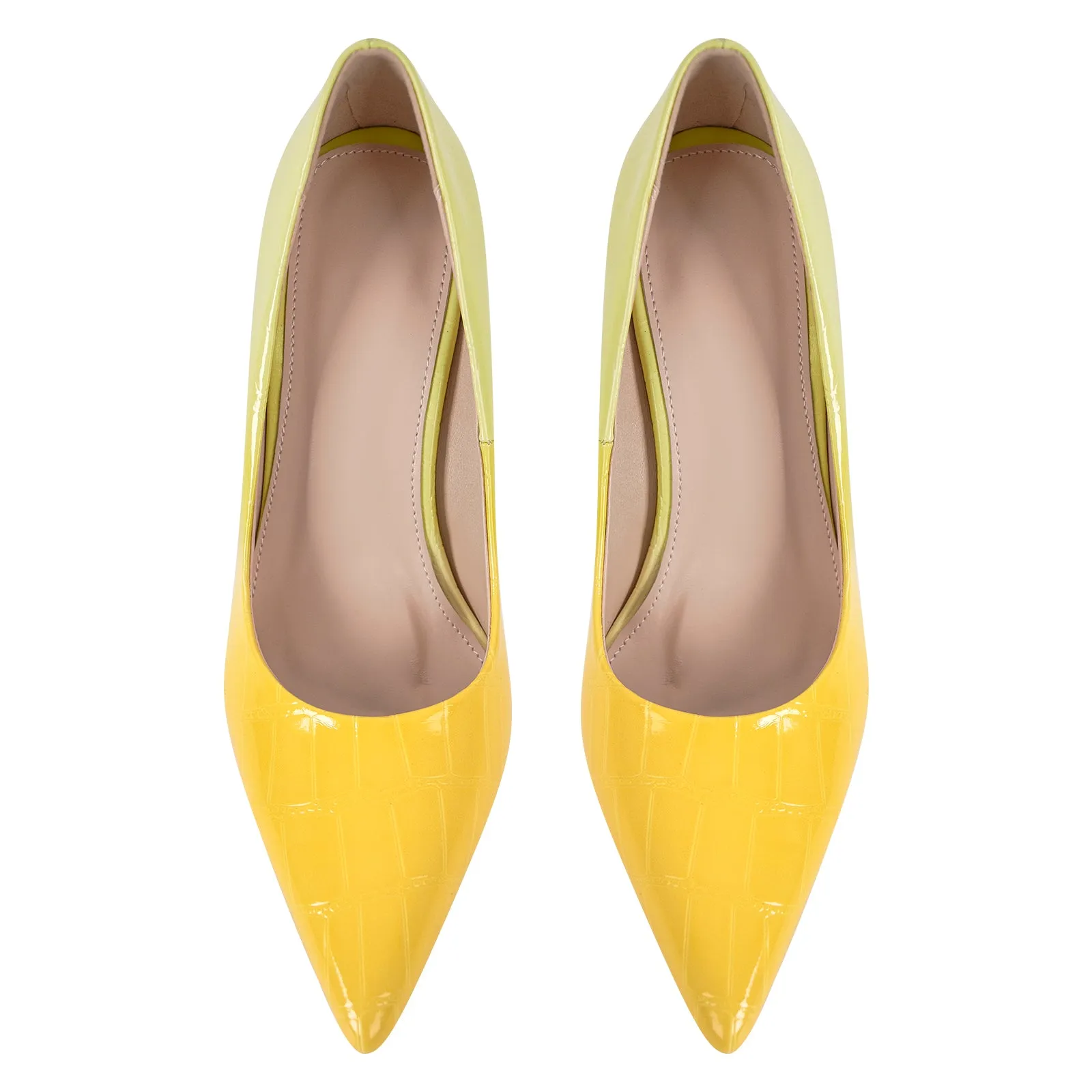 Pointed Toe Gradient Stone Stiletto Pumps
