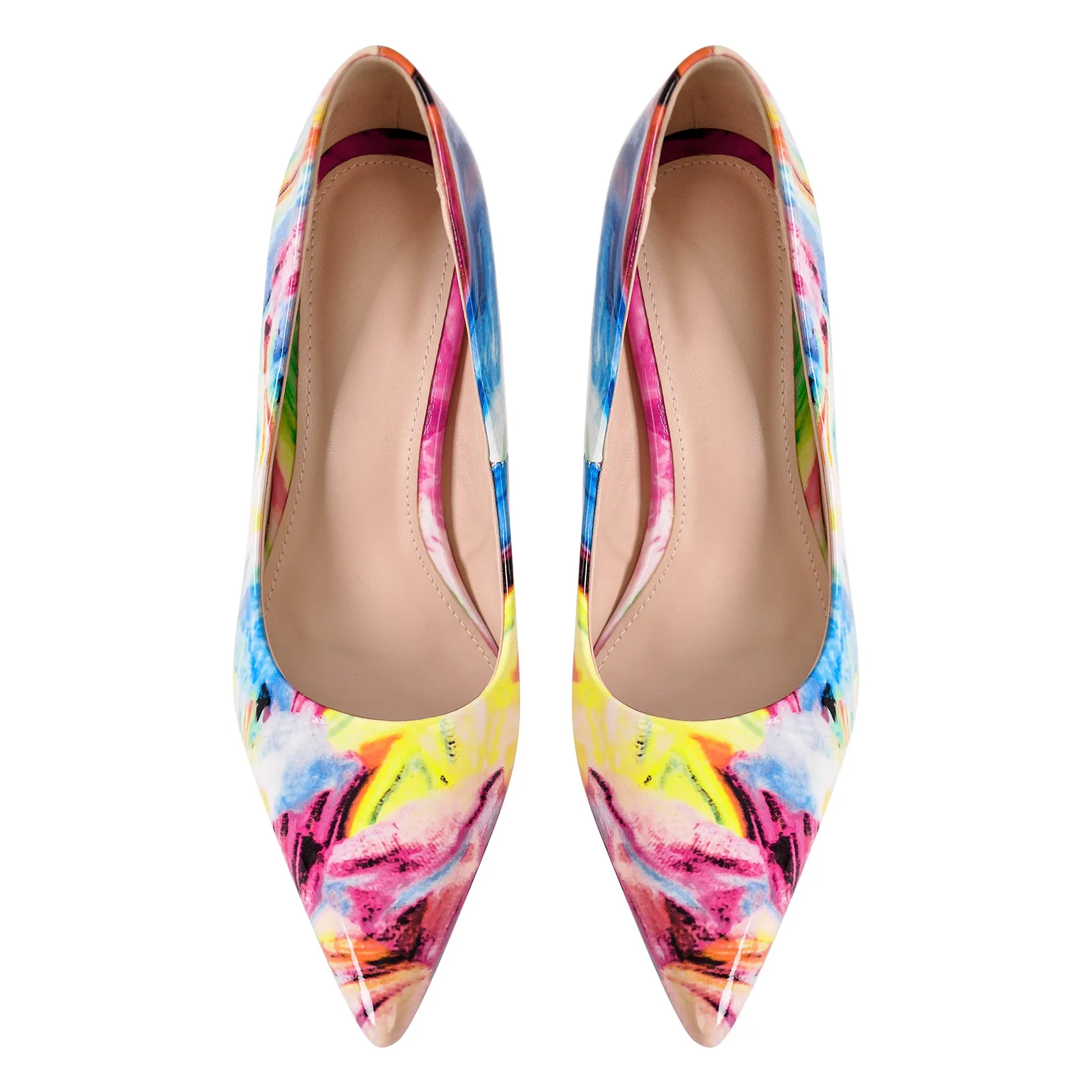 Pointed Toe Gradient Stone Stiletto Pumps