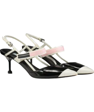 Prada Black Leather Slingback Pumps UK 7.5 EU 40.5 