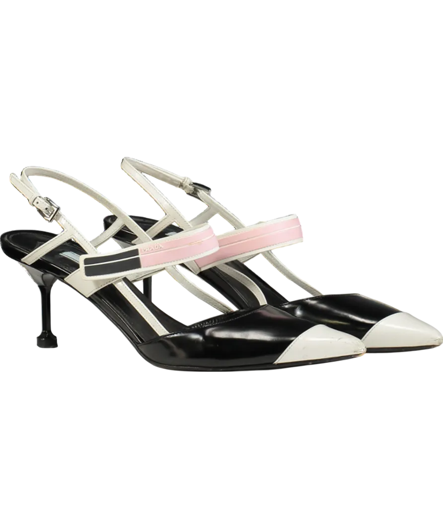 Prada Black Leather Slingback Pumps UK 7.5 EU 40.5 