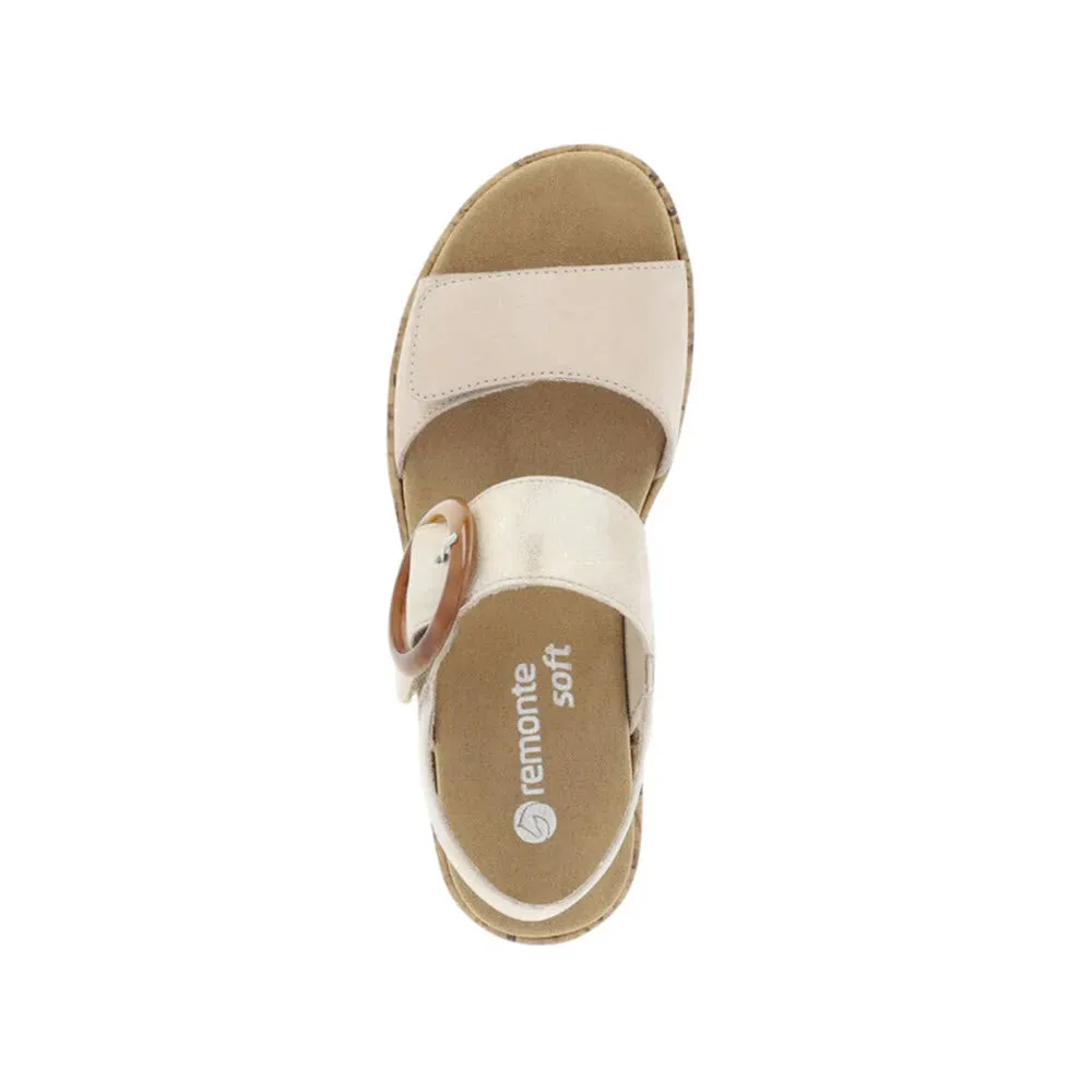 REMONTE BIG BUCKLE COMFORT SANDAL LIGHT METALLIC - WOMENS