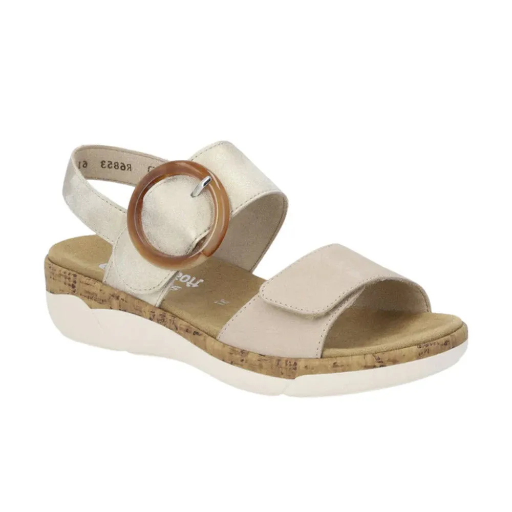REMONTE BIG BUCKLE COMFORT SANDAL LIGHT METALLIC - WOMENS