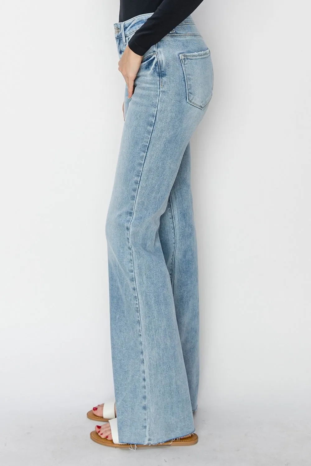 RISEN Melanie High Rise Raw Cut Hem Bootcut Jeans