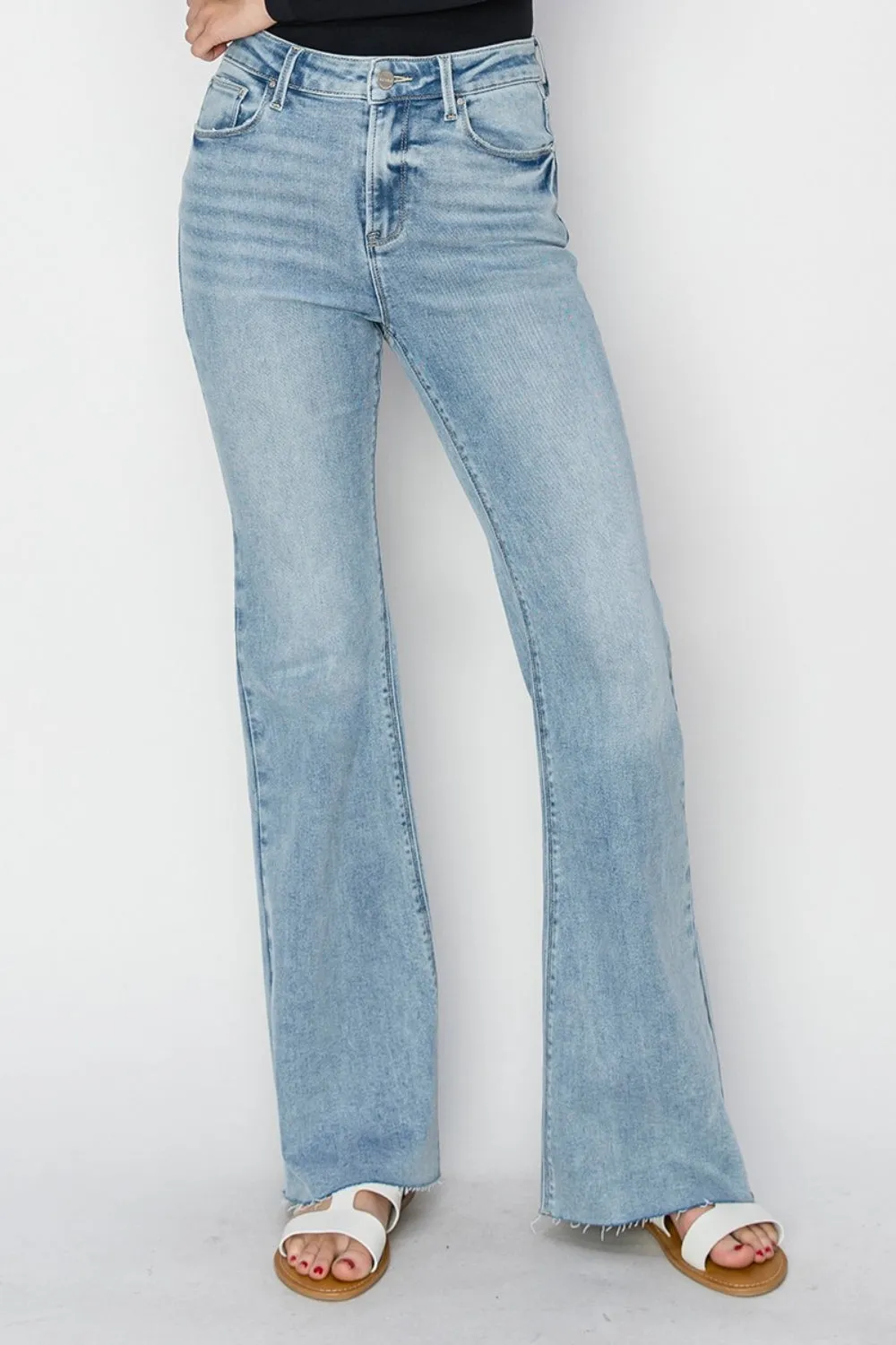 RISEN Melanie High Rise Raw Cut Hem Bootcut Jeans