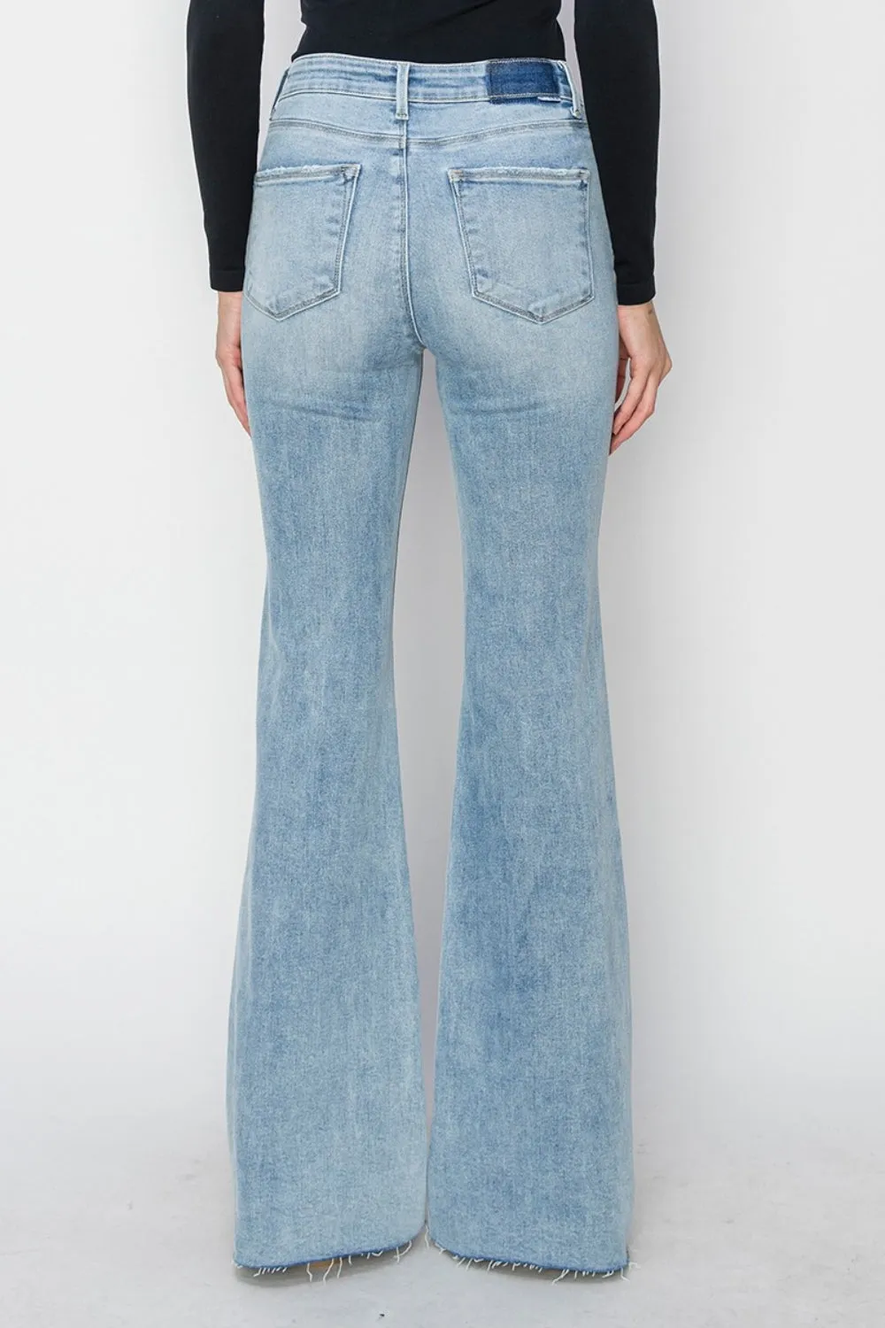 RISEN Melanie High Rise Raw Cut Hem Bootcut Jeans