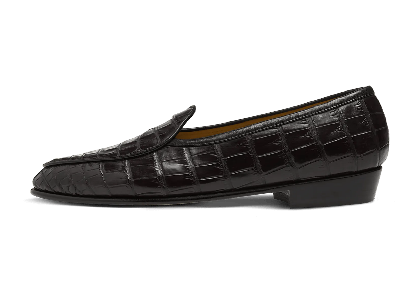 Sagan Classic Precious Leather Loafers in Obsidian Black Crocodile