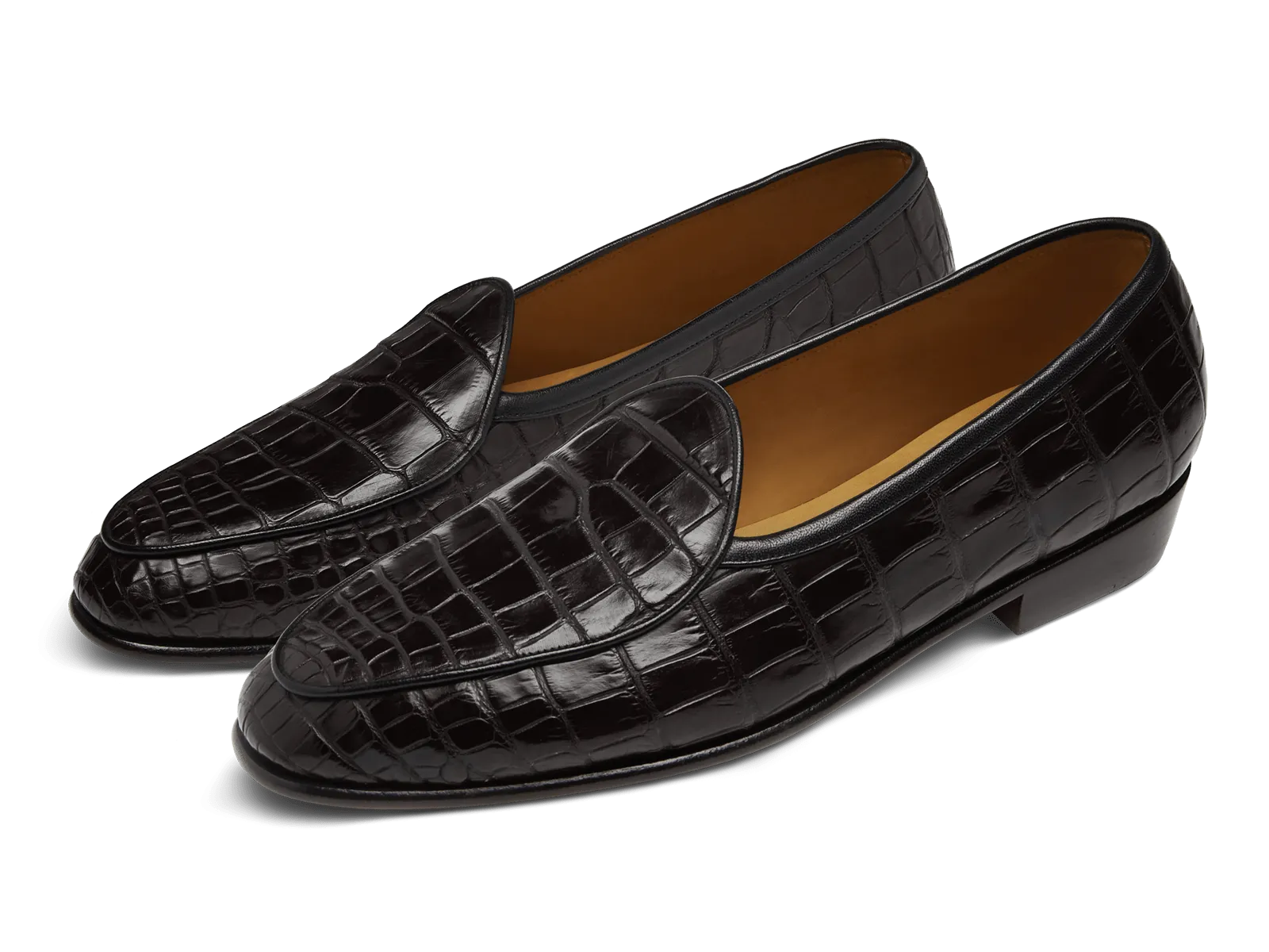 Sagan Classic Precious Leather Loafers in Obsidian Black Crocodile