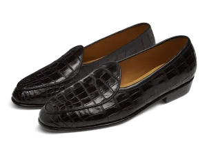 Sagan Classic Precious Leather Loafers in Obsidian Black Crocodile