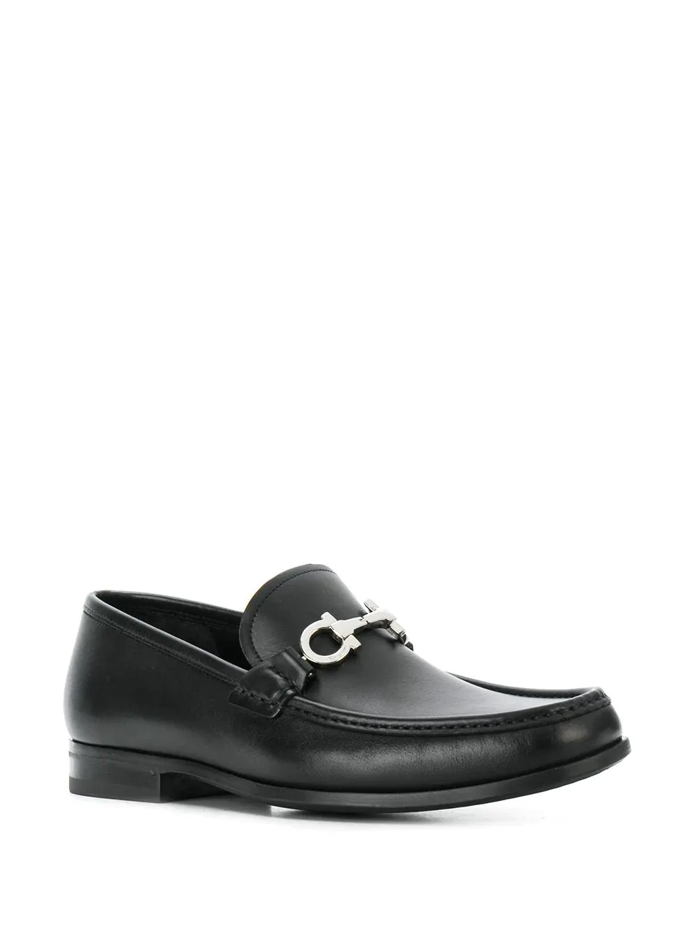 SALVATORE FERRAGAMO Gancini Leather Loafers Black