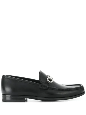 SALVATORE FERRAGAMO Gancini Leather Loafers Black