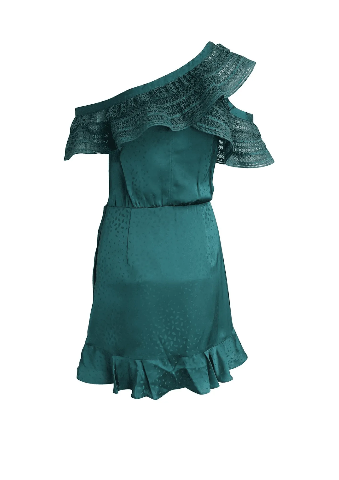 SELF-PORTRAIT - Ruffled One Shoulder Faux Wrap Dress