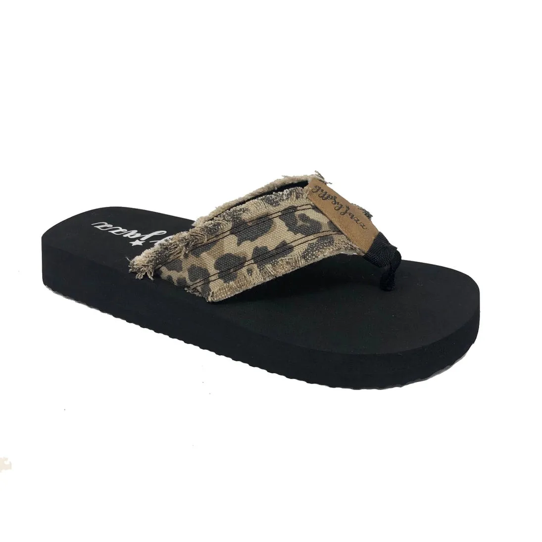 Tan Animal Print Flip Flops