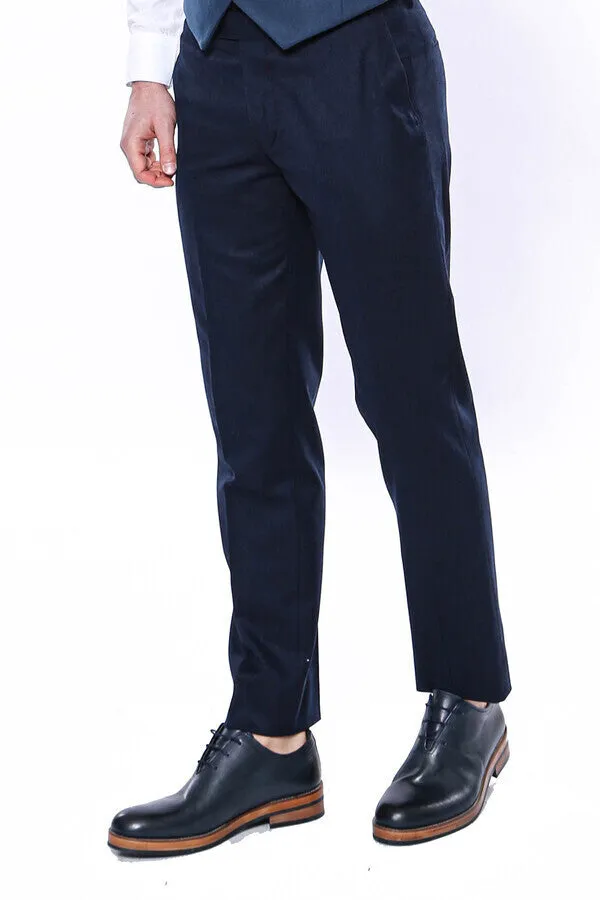 WSS Plain Navy Blue Men Trousers  - Singen