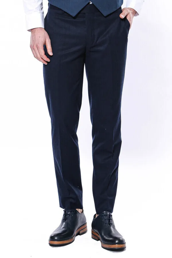 WSS Plain Navy Blue Men Trousers  - Singen
